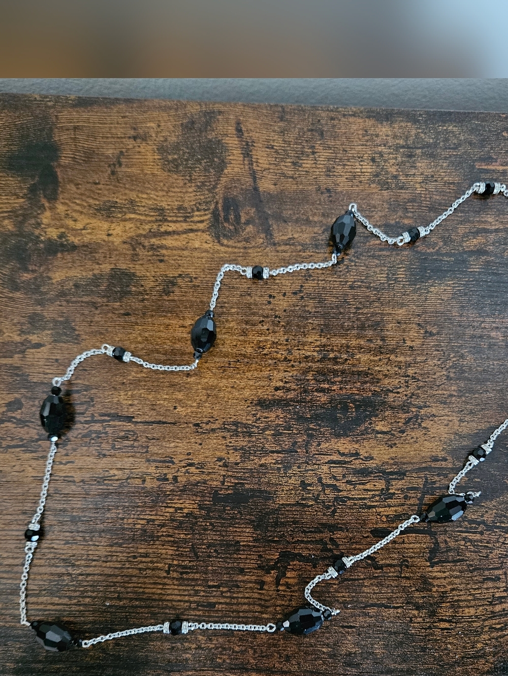 Chaps Elegant Black Bead Long Necklace - Women Jewelry